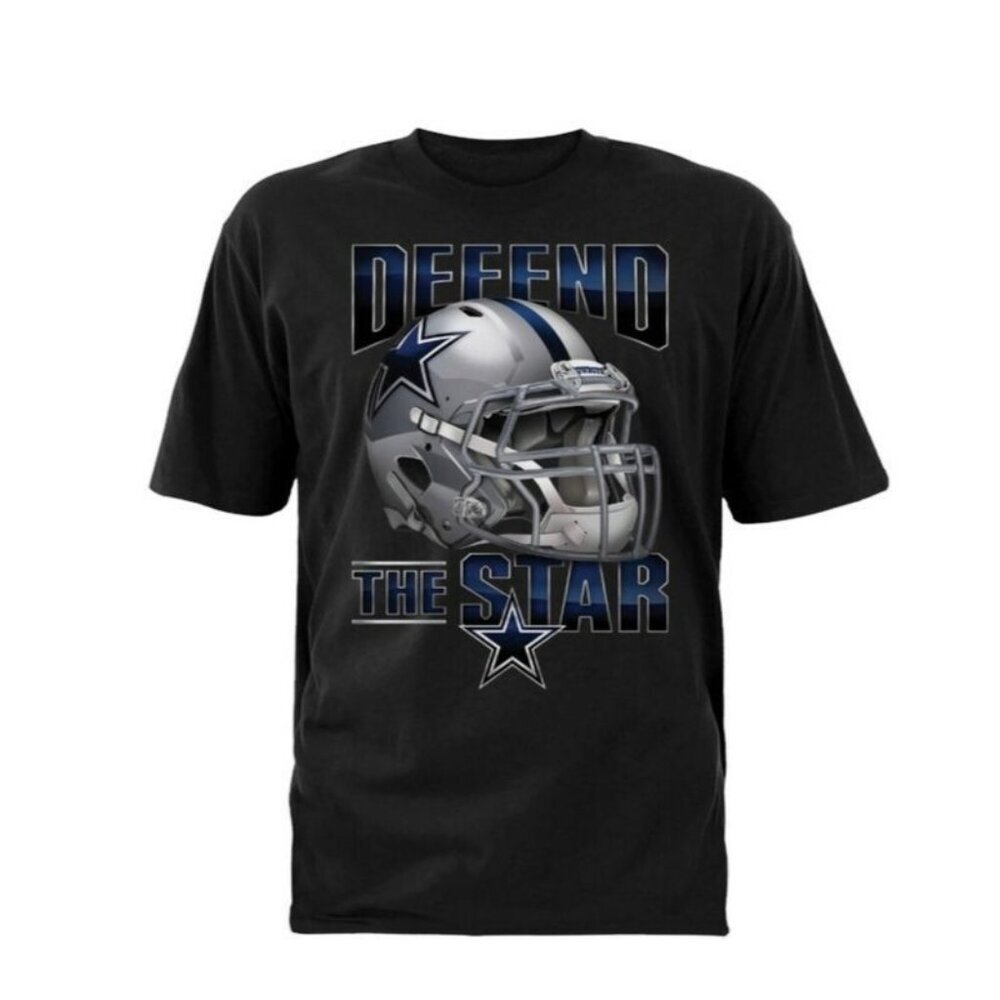 Dallas Cowboys Boys Size XXS Short Sleeve Helmet T-Shirt Black Defend The Star - Picture 1 of 3